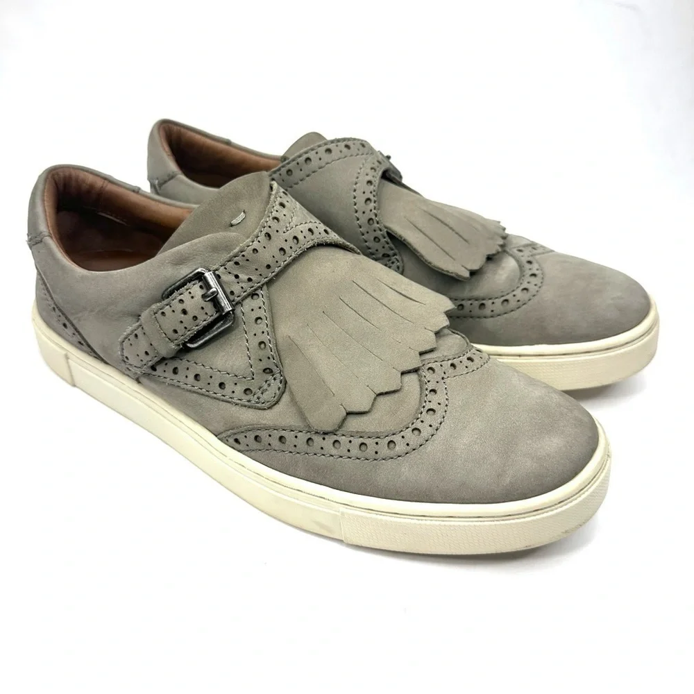 Frye gray Kiltie fringe sneaker Oxford preppy loafer brogue wingtip buckle 7.5 - Picture 1 of 13
